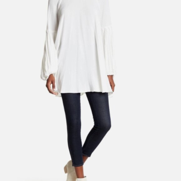 Women's NWT Free People Drift Away Cold Shoulder Long Sleeve Bohemian Blouse - Picture 4 of 11